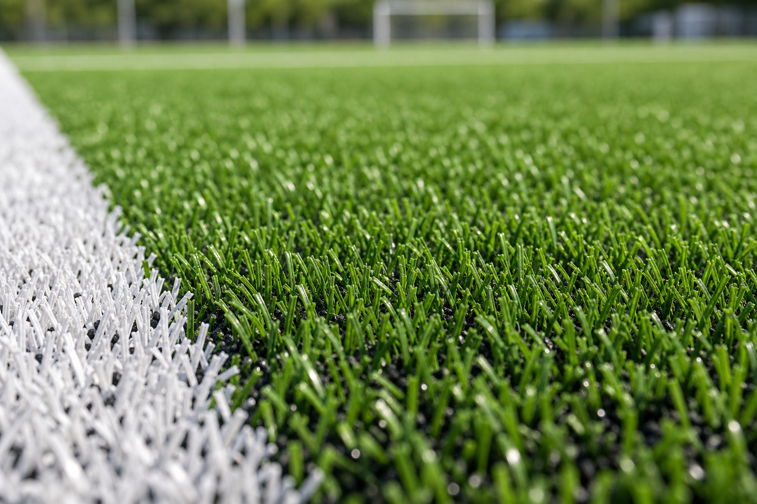 Artificial football turf fiber detail